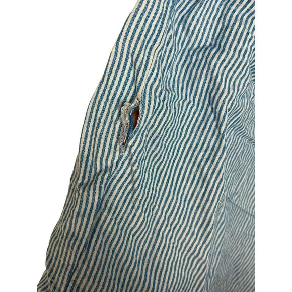 Loft Striped Linen Blend One Shoulder Blouse Size Medium Blue & White Women’s - Picture 10 of 10